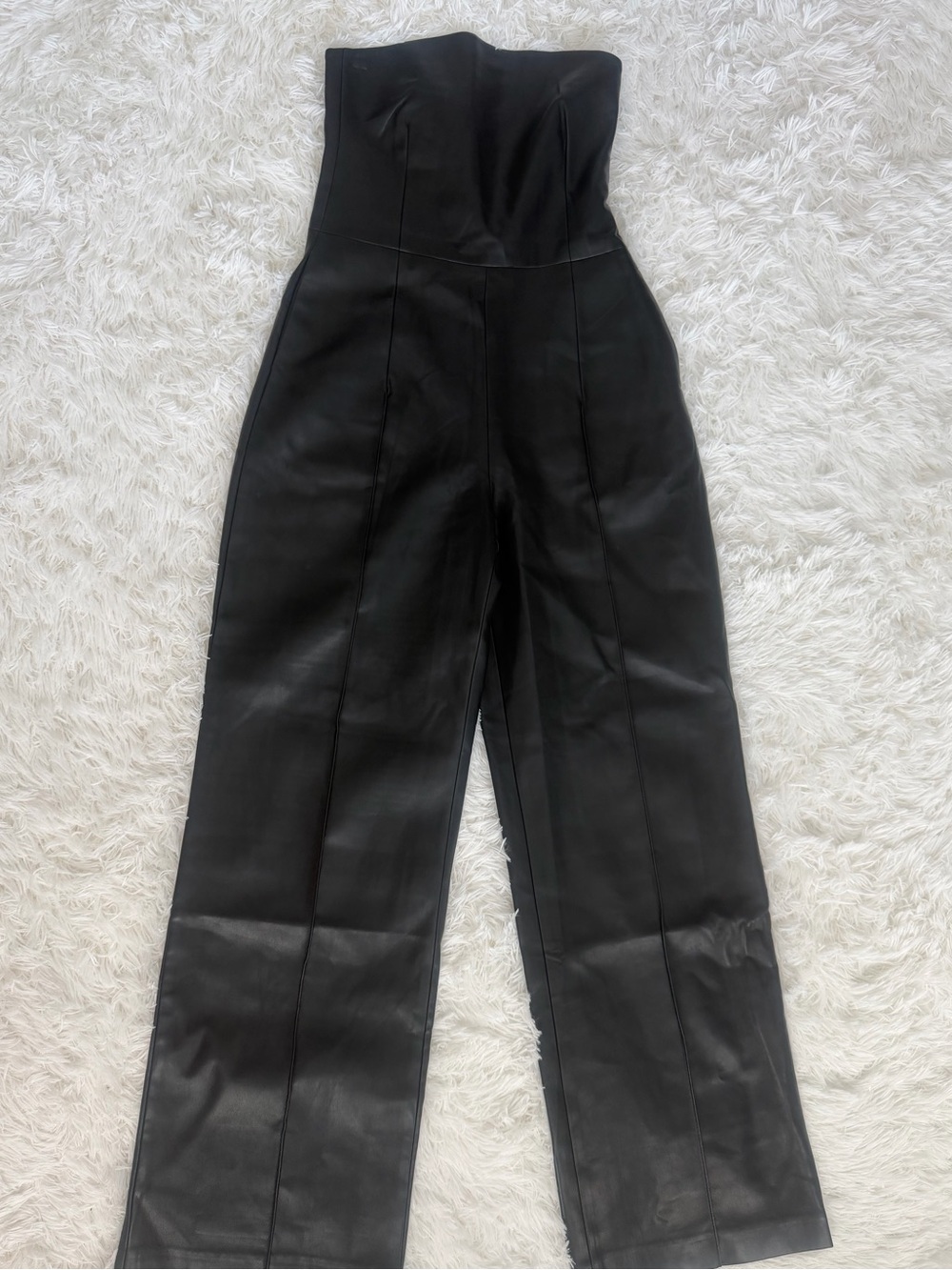 SER.O.YA Black Faux Leather Wide-Leg Jumpsuit - Picture 4 of 7